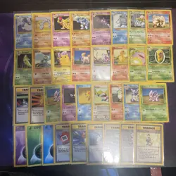 Pokemon TCG Base set bundle No duplicates 34 cards Part Set Common & Uncommon - Image 1