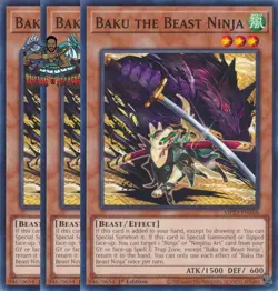 Yugioh! 3x Baku the Beast Ninja MP23-EN168 Common 1st Ed NM - Image 1