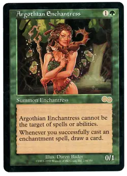 1X ARGOTHIAN ENCHANTRESS [USG - URZA'S SAGA] - MTG VINTAGE CARD [MODERATE PLAY] - Image 1