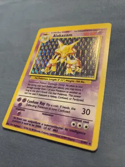 Alakazam Pokemon TCG Base Set Card 1/102 Holo WRONG HOLO PATTERN, LP/MP - Image 2