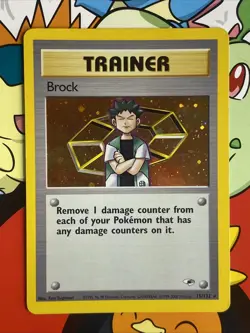 Pokemon TCG Card Brock Gym Heroes 2000 Unlimited Holo Rare, Card 15/132 LP+ - Image 1