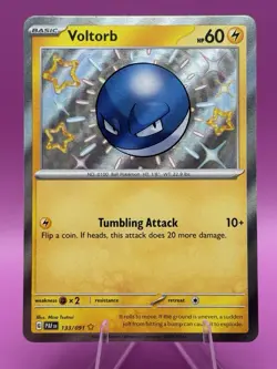 Pokemon TCG Voltorb 133/091 Paldean Fates Shiny Rare Card In NM Condition NM - Image 1