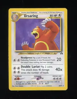 Pokemon Card Ursaring 34/75 Non Holo Rare Neo Discovery Set WOTC Played - Image 1