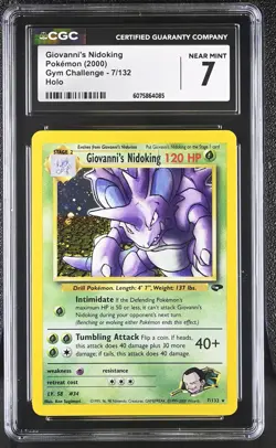 CGC 7 Giovanni's Nidoking 2000 Gym Challenge 7/132 Holo Pokemon Card - Image 1