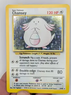 Pokemon TCG Chansey Base Set Holo Unlimited Rare Card 3/102 Vintage LP - Image 1