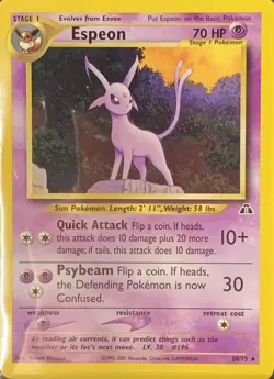 Pokemon card Neo Discovery Espeon Rare Card 20/75 NM - Image 3