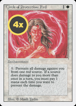 MTG Playset (4x) Circle of Protection: Red ** Revised Edition ** English (NM) - Image 1