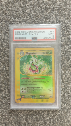 POKEMON CARD 2002 EXPEDITION MEGANIUM REVERSE FOIL/HOLO #54 GRADED PSA 9 - Image 1