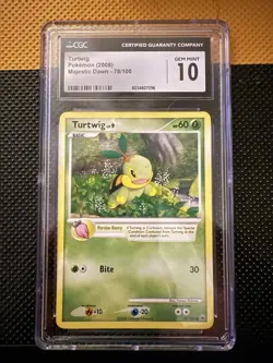Pokemon TCG Turtwig 78/100 D&P: Majestic Dawn 2008 CGC GEM MINT 10 - Image 1