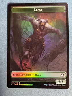 MTG Wolf (013) // Beast (008) Double-sided Token Foil Innistrad MID NM - Image 2