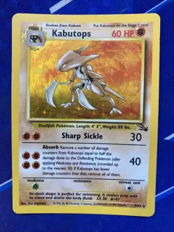Pokemon Kabutops 9/62 Fossil Unlimited Holo LP/MP - Image 1