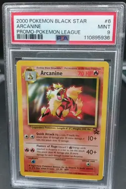 2000 ARCANINE #6 POKEMON LEAGUE PROMO BLACK STAR PSA 9 MINT - Image 1