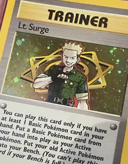 Graded 2000 Lt. Surge-Holo Pokemon Gym Heroes #17 PSA 6 EX-MT - Image 3