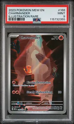 Charmander Illustration Rare PSA 9 2023 Pokemon Mew En-151 #168 - Image 1