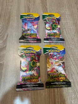 Pokemon SWSH EVOLVING SKIES Lot Of 4 Sleeved Blisters ART SET FACTORY SEALED - Image 1