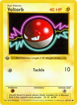 Pokemon TCG Voltorb Base Set 1st Edition (Shadowless Border) - Image 1