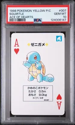 PSA 10 GEM MINT 1998 POKEMON YELLOW VERSION PLAYING CARDS #007 SQUIRTLE ACE - Image 1