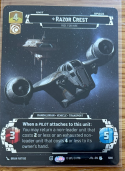STAR WARS UNLIMITED TCG JLT: PRESTIGE FOIL CARD: RAZOR CREST - RIDE FOR HIRE - Image 1