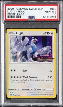 2020 POKEMON SWSH BLACK STAR PROMO PRERELEASE #069 LUGIA-HOLO PSA 10 - Image 1