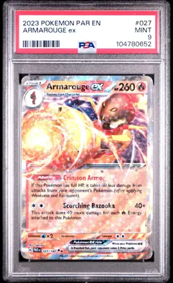 2023 Pokemon Armarouge ex 027/182 Sv04: Paradox Rift Holo PSA 9 - Image 1