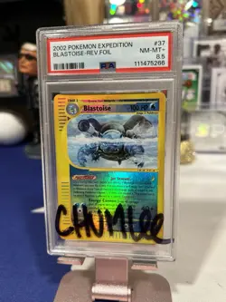 2002 Pokemon Expedition Blastoise - REV. Foil Psa 8.5 autographed By Chum Lee ?? - Image 1