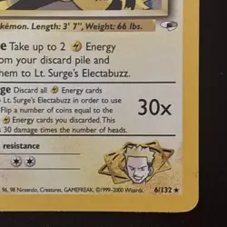 Pokemon TCG Lt. Surge's Electabuzz Gym Heroes 6/132 Holo Unlimited Rare NM - Image 5