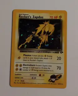 Pokemon TCG Rocket's Zapdos 15/132 Gym Challenge Holo Rare Card - Image 1