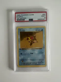 Pokemon PSA 9 GEM MINT Staryu 1st Edition Base Set Shadowless 1999 Card 65/102 - Image 1