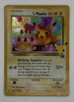 Pokemon TCG Holo Pikachu Birthday Celebrations Classic Collection NM/M Condition - Image 1