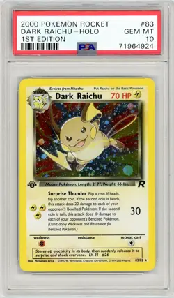 Pokemon Dark Raichu #83 Team Rocket 1st Edition PSA 10 Gem Mint - Image 1