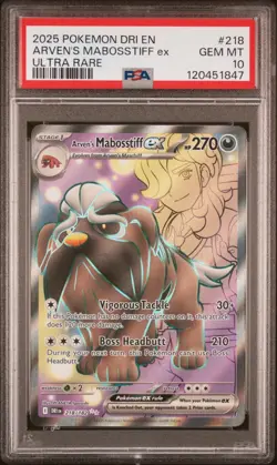 2025 POKEMON DRI EN-DESTINED RIVALS ULTRA RARE #218 ARVEN'S MABOSSTIFF EX PSA 10 - Image 1