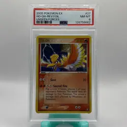 2005 POKEMON EX HO-OH-REV.FOIL UNSEEN FORCES #27. PSA 8 - Image 1