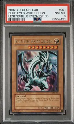 2002 Yugioh LOB #001 Blue Eyes White Dragon Legend Of Blue Eyes 1st Ed. PSA 8 - Image 3