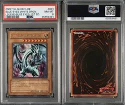 2002 Yugioh LOB #001 Blue Eyes White Dragon Legend Of Blue Eyes 1st Ed. PSA 8 - Image 5