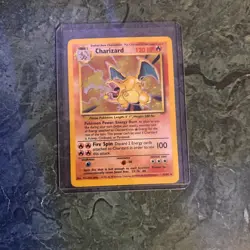 Pokemon TCG Charizard Base Set Holo Unlimited Rare Card 4/102 MP - Image 1