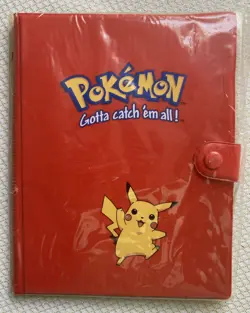 Vintage 1999 Pokemon Pikachu Rare Red 4 Card Binder Brand New NIP HTF VTG CIB DS - Image 3