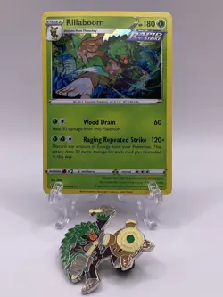 Pokemon TCG Crown Zenith Rillaboom Promo Card & Pin SWSH277 - NM/M - Image 1