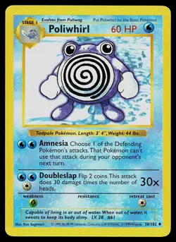 Pokemon Card - Poliwhirl Base Set (Shadowless) 38/102 Uncommon - Image 1