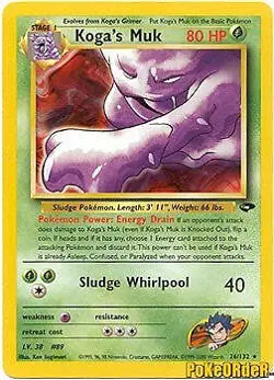 Gym Challenge 26/132 Koga's Muk Pokemon UNLIMITED EDITION Card - Image 1
