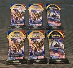 6X Pokemon Sword & Shield Base Set Sleeved Booster Packs Lot Factory Sealed 2020 - Image 1