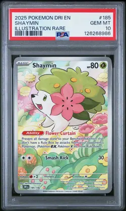 2025 POKEMON DRI EN-DESTINED RIVALS ILLUSTRATION RARE #185 SHAYMIN PSA 10 - Image 1