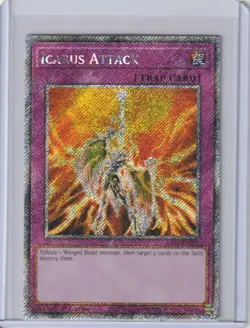 Yugioh RA03-EN165 Icarus Attack - Platinum Secret Rare 1st Edition - Image 1
