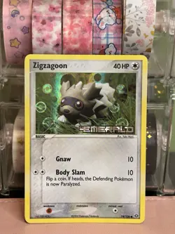 Pokemon TCG Zigzagoon Stamped Holo Emerald EX Card 74/106 2005 - Image 1