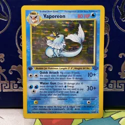 Vaporeon 12/64 1st Edition Jungle Holo Rare Pokemon TCG Vintage Card LP *Crease* - Image 1