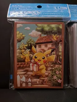 Pokemon Center Card Sleeves Deck Shield Pikachu's Gift (64 Sleeves) Sealed - Image 1