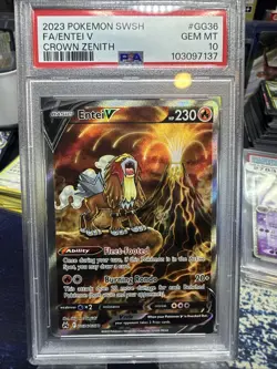 Pokemon 2023 Entei V GG36/GG70 Full Art Crown Zenith GEM MINT PSA 10 - Image 1