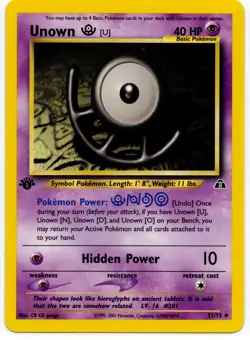 Pokemon - 1st Edition Neo Discovery Unown U 51/75 LP - Image 1