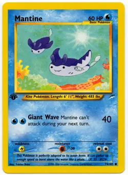 Pokemon - 1st Edition Neo Destiny Mantine 74/105 NM - Image 1