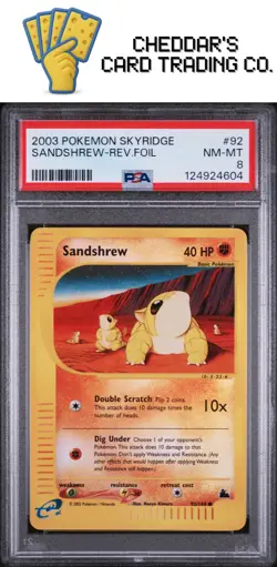 2003 Pokemon Skyridge Sandshrew-Rev.Foil #92 PSA 8 (New Cert!) - Image 1