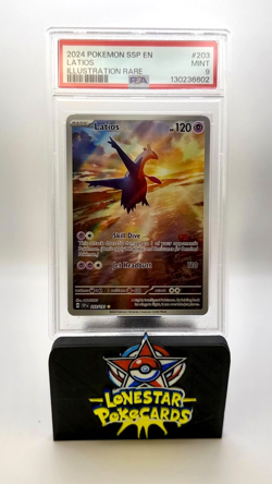 2024 POKEMON SSP EN-SURGING SPARKS ILLUSTRATION RARE #203 LATIOS PSA 9 #203 - Image 1